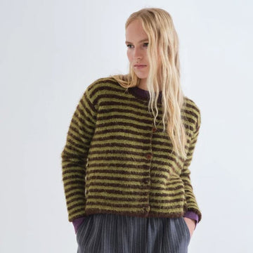 Cardigan rayé vert et marron COMPANIA FANTASTICA 63C/10238