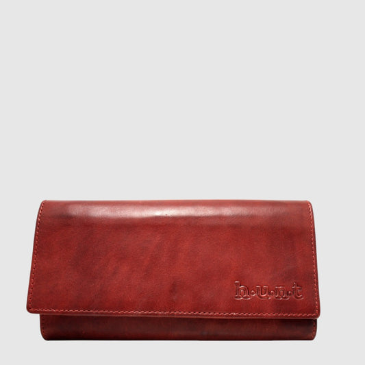 PORTE MONNAIE EN CUIR – RFID - HUNT – HU204740-170- ROUGE