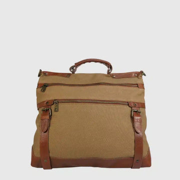 Grand sac à bandoulière en canevas et cuir HUNT HU5889-2389L