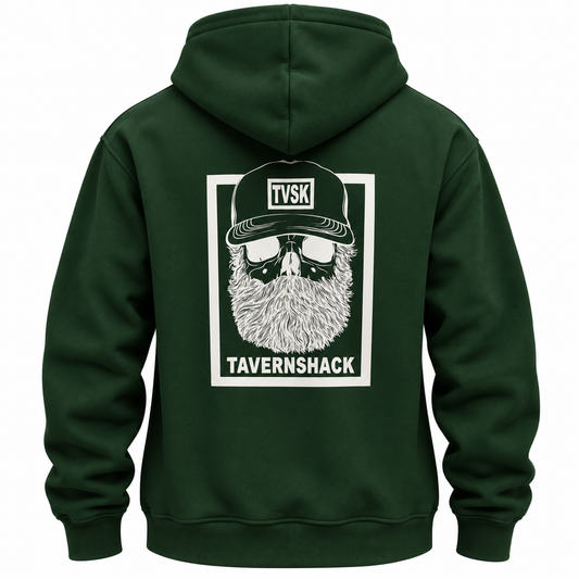 TAVERNSHACK - HOODIE VERT FOREST - ORIGINAL - TVK10 - PRINT BLANC