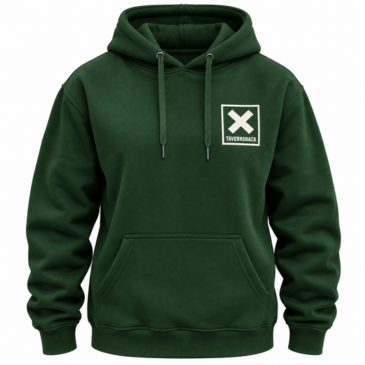 TAVERNSHACK - HOODIE VERT FOREST - ORIGINAL - TVK10 - PRINT BLANC