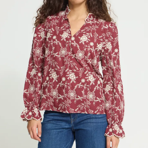 Bouse broder fleur ivory 20125083 Bourgone