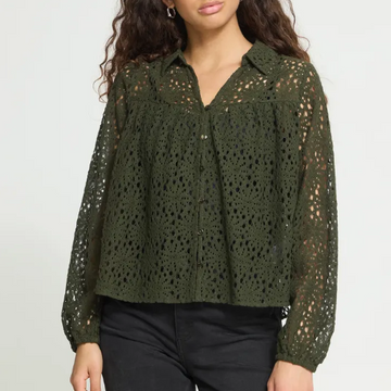 Blouse ajourée ICHI kaki 20126577
