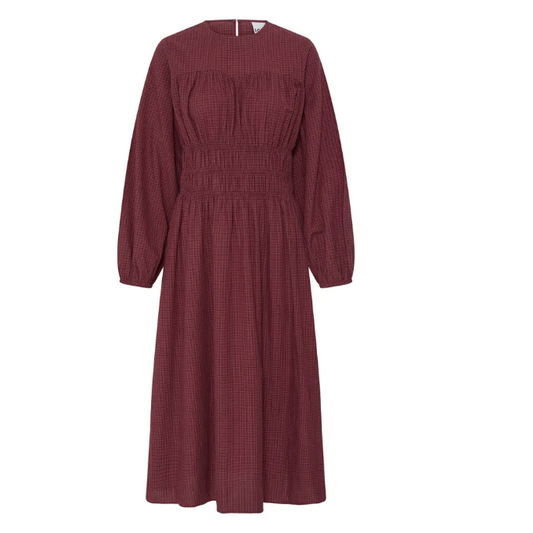 Robe longue à carreaux bourgogne ICHI 20126581