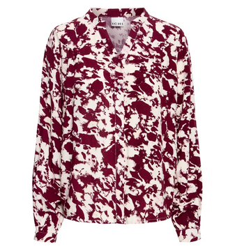 Blouse a motif ivory et bourgone ICHI 20126703