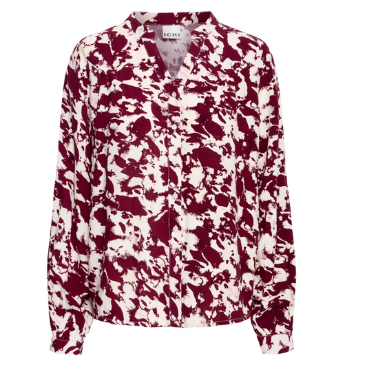 Blouse a motif ivory et bourgone ICHI 20126703
