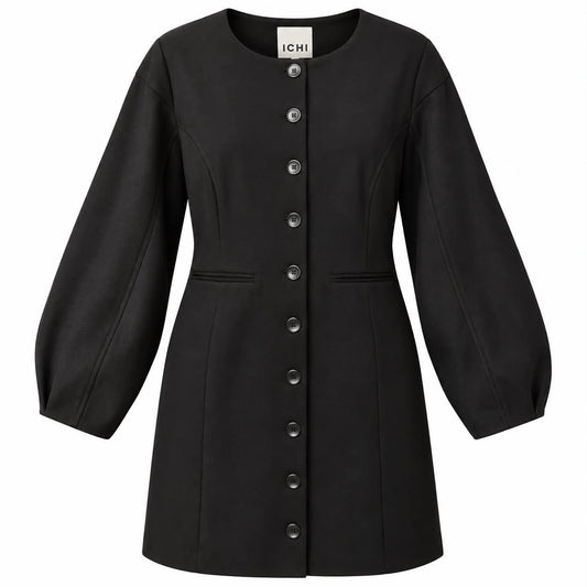 Robe Longue à boutons ICHI 20126749-194008 Noir