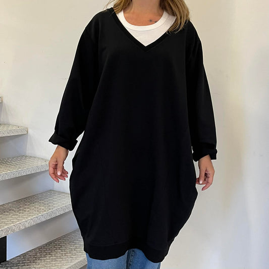 T-Shirt Robe col V Wendy Trendy #225391 Noir