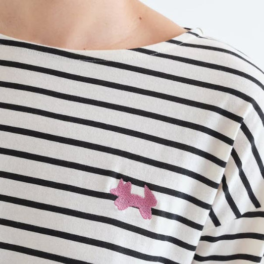 T-shirt 100 % coton à rayures noires imprimées COMPANIA FANTASTICA 63C/42014