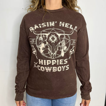 T-Shirt Manche Longue Hippies Cowboy FV39 Brun