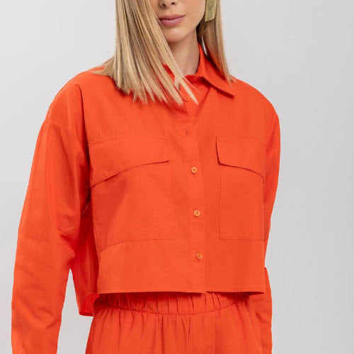 DISPONIBLE EN LIGNE SEULEMENT - LEZ A LEZ – CHEMISE – 7402E-015995 – THYM ORANGE