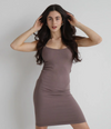 C’EST MOI – ROBE DOS CROISÉ EN BAMBOU COTELÉ – RIB TANK DRESS - MOCHA