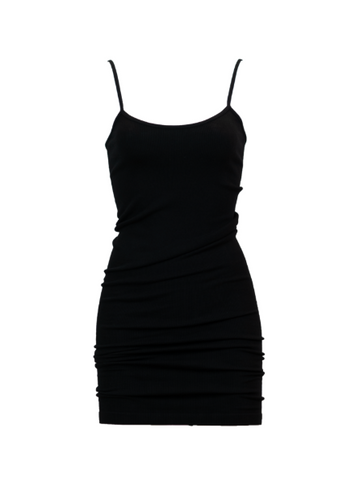 C’EST MOI – ROBE DOS CROISÉ EN BAMBOU COTELÉ – RIB TANK DRESS - NOIR