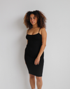 C’EST MOI – ROBE DOS CROISÉ EN BAMBOU COTELÉ – RIB TANK DRESS - NOIR