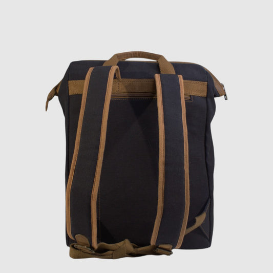 SAC A DOS CANEVAS CUIR - HUNT - HU51285-82 NOIR/BRUN, BRANDY