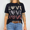 T-Shirt Love Love Love HRT & LUV FV12 Noir