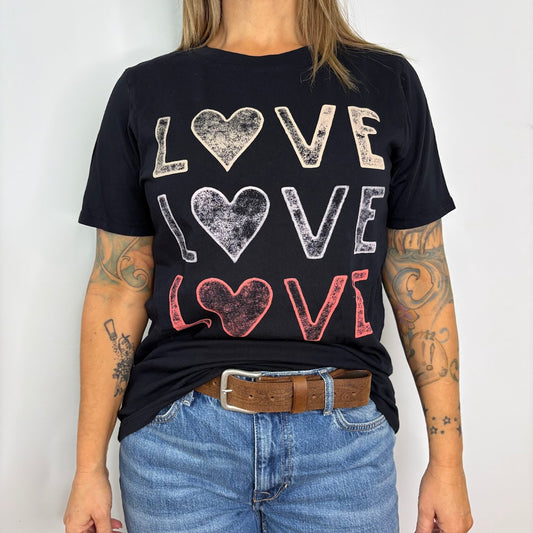 T-Shirt Love Love Love HRT & LUV FV12 Noir