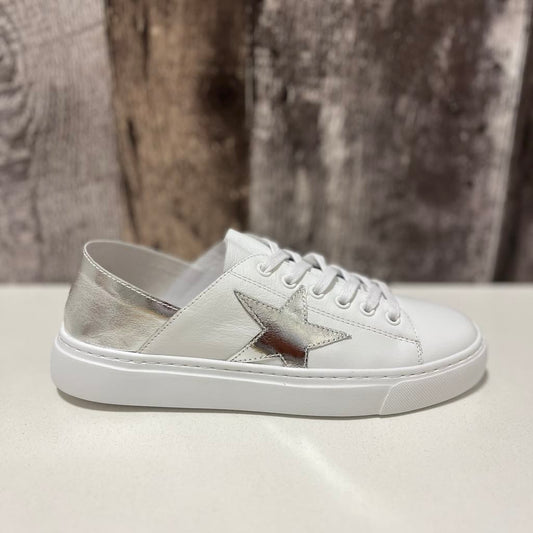 MOLLINI - SNEAKER CUIR - HOLIDAY- (#5) M011948WOD-LE - BLANC / SILVER