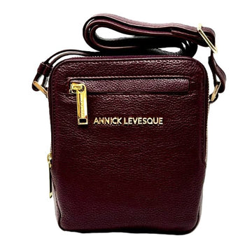 ANNICK LEVESQUE - SAC EN CUIR - CARTE RFID - NADINE - BORDEAU VERNIS