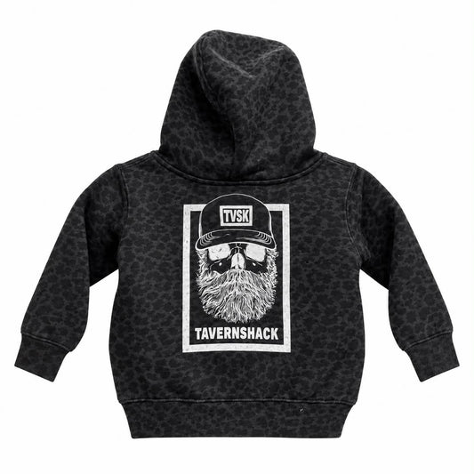TAVERNSHACK - HOODIE LEOPARD NOIR - ORIGINAL - PRINT BLANC