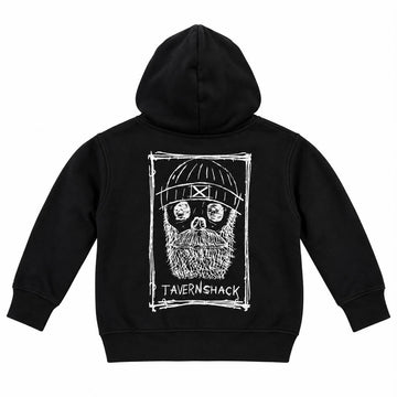 TAVERNSHACK - HOODIE NOIR - SCRATCH - PRINT BLANC