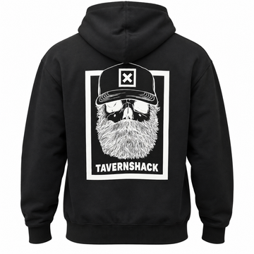 TAVERNSHACK - HOODIE NOIR - ORIGINAL - PRINT BLANC