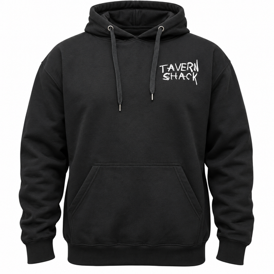 TAVERNSHACK - HOODIE NOIR - ORIGINAL - PRINT BLANC