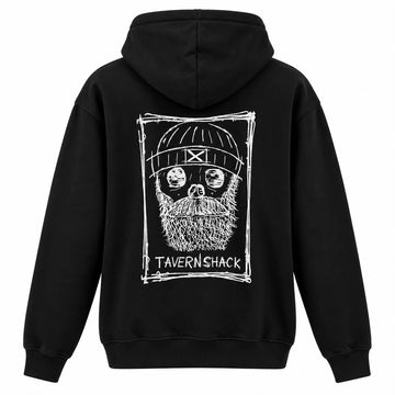 TAVERNSHACK - HOODIE NOIR - SCRATCH- PRINT BLANC