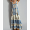 Robe vintage délavée à poche avant et imprimé floral contrastant, POL  23-FLORAL