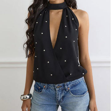Haut dos nu noire avec studs Motel Rocks Z033247