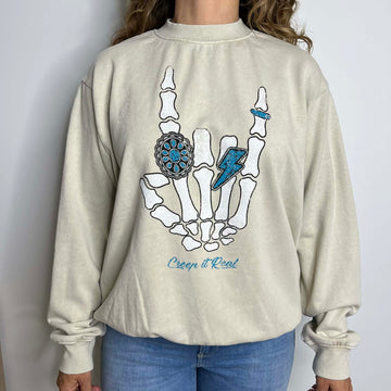 Crew Neck Creen It Real Hrt & Luv FV62 Beige