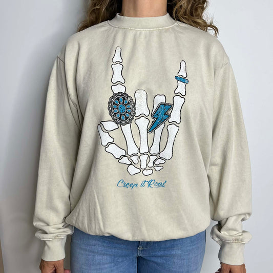 Crew Neck Creen It Real Hrt & Luv FV62 Beige