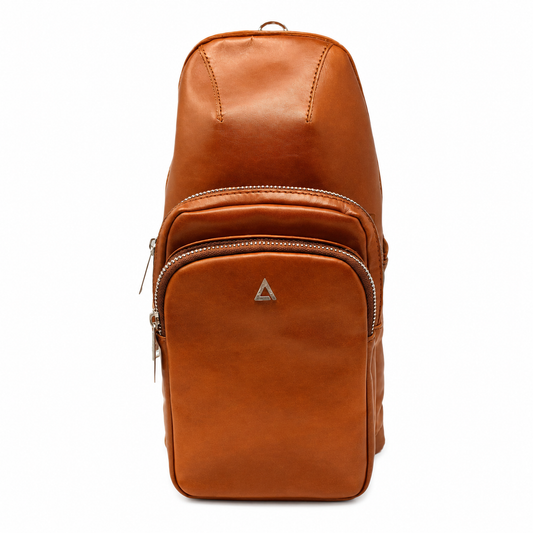 ANNICK LEVESQUE – SAC EN CUIR – CARTE RFID - GABRIEL – COGNAC