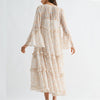 Robe Maxi à Volants Floraux CD10194J Manches Évasées Fluides