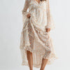 Robe Maxi à Volants Floraux CD10194J Manches Évasées Fluides