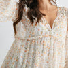 Robe Maxi à Volants Floraux CD10194J Manches Évasées Fluides