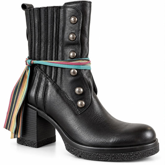 Botte lacé pour femme FELMINI D938-97 Noir/Timbre #15
