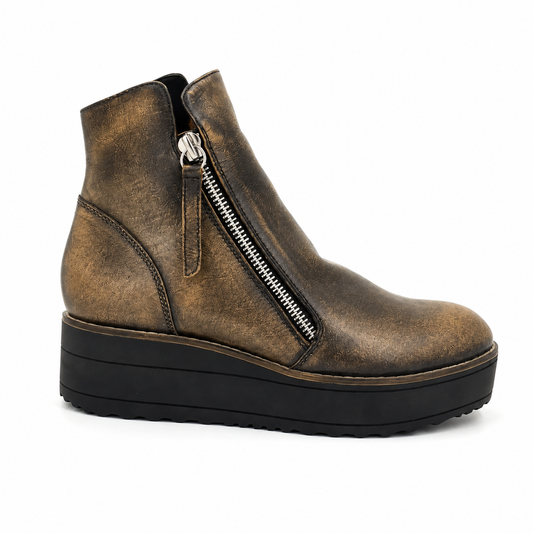 Botte Talon Compensé NENE Cuir Noir et Cognac Django & Juliette #21