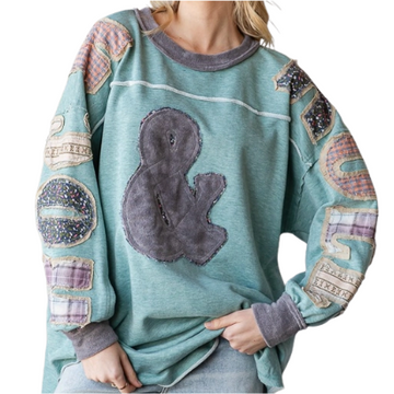 Haut Manches Longues Patchwork RocknRoll Sage LSS0282_5