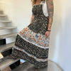 Robe vintage délavée à poche avant et imprimé floral contrastant, POL  23-FLORAL