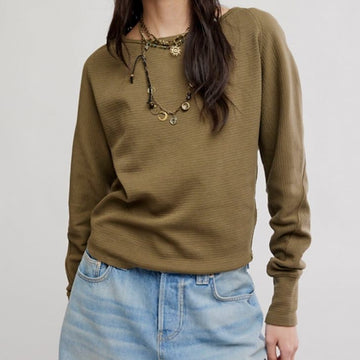 Chandail Jess long sleeve FREE PEOPLE OB2291593-2227 Olive