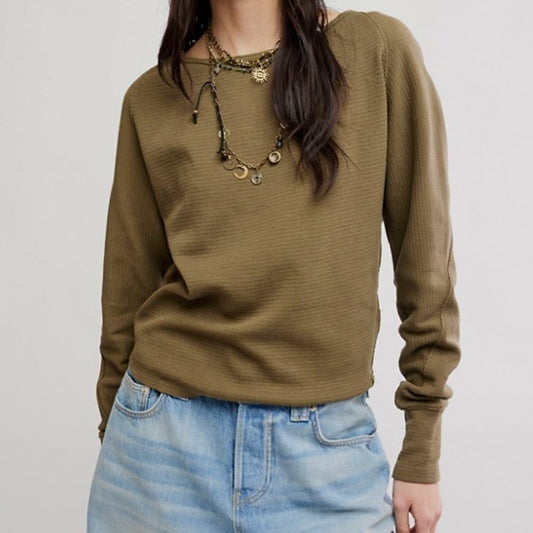 Chandail Jess long sleeve FREE PEOPLE OB2291593-2227 Olive