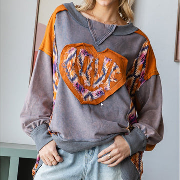 HAUT À CAPUCHE PATCHWORK EN FORME DE CŒUR D'AMOUR DÉLAVÉ LSS0475_5