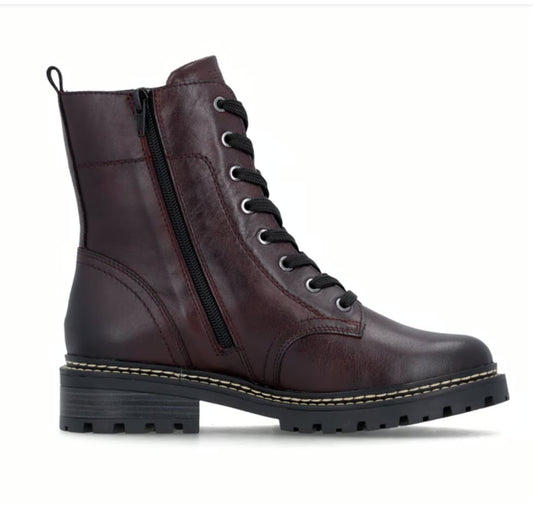 Botte lacet et zip pour femme REMONTE D0B85-35 #186 Bordo
