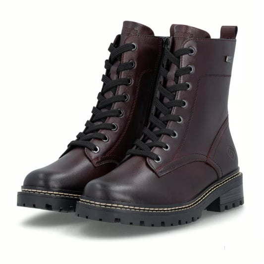 Botte lacet et zip pour femme REMONTE D0B85-35 #186 Bordo