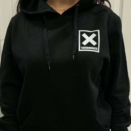 TAVERNSHACK - HOODIE NOIR - ORIGINAL - TVK11 - PRINT BLANC