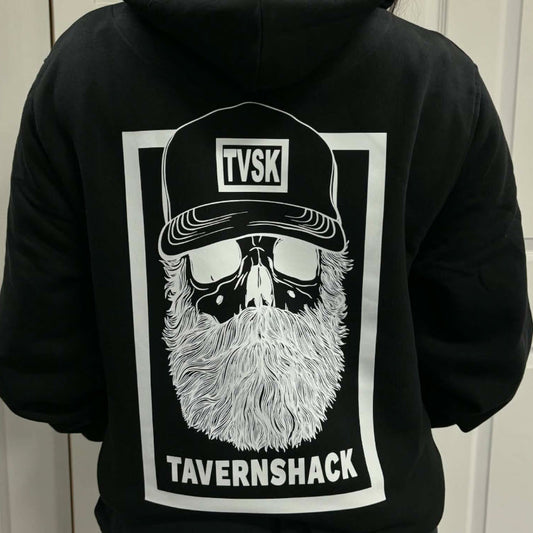TAVERNSHACK - HOODIE NOIR - ORIGINAL - TVK11 - PRINT BLANC