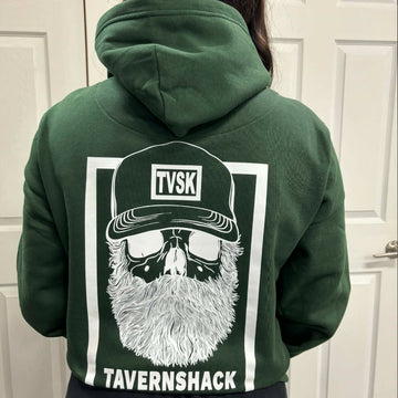 TAVERNSHACK - HOODIE VERT FOREST - ORIGINAL - TVK10 - PRINT BLANC