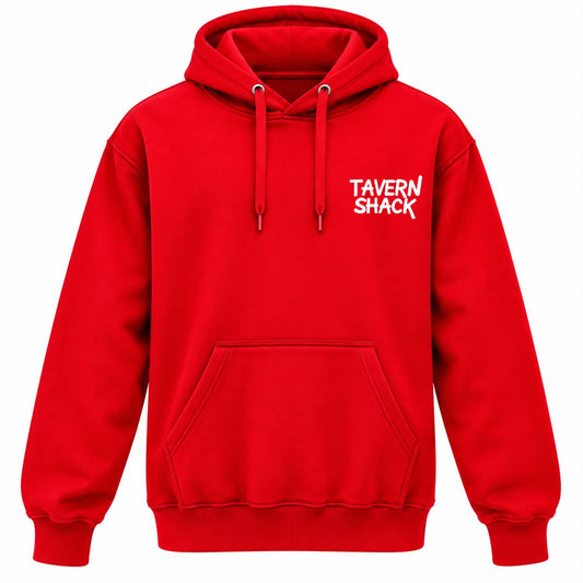 TAVERNSHACK - HOODIE ROUGE - SCIE - TVK22 - PRINT BLANC