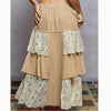 Jupes florales à volants en dentelle en gaze double POL unie vintage Latte LSS29